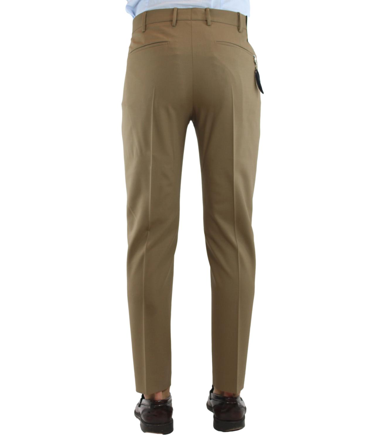 Pantalone PT Torino tabacco in lana vergine con zip L. 30