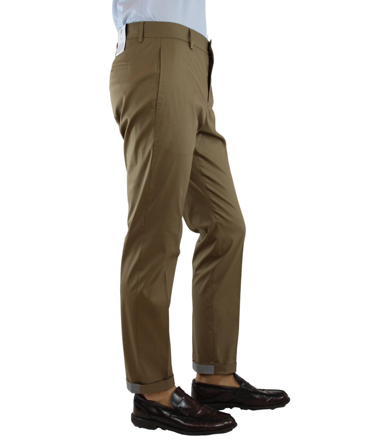 Pantalone PT Torino tabacco in raso con zip L. 30
