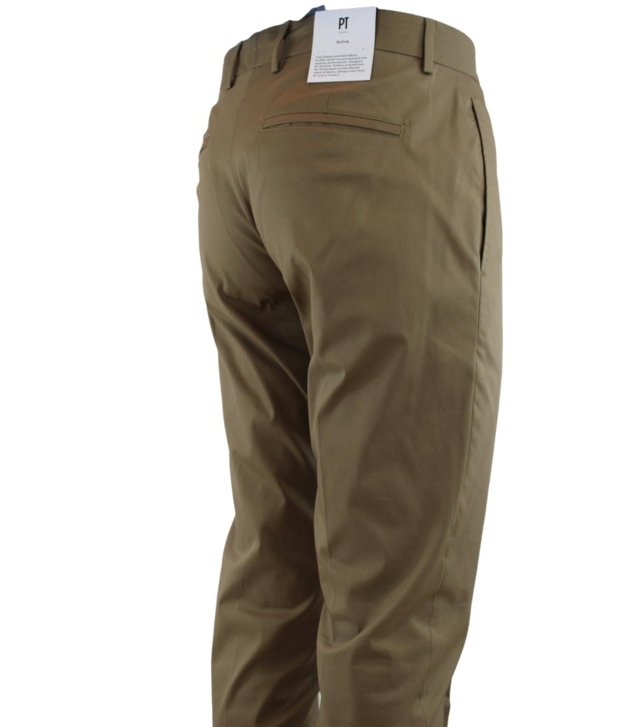 Pantalone PT Torino tabacco in raso con zip L. 30