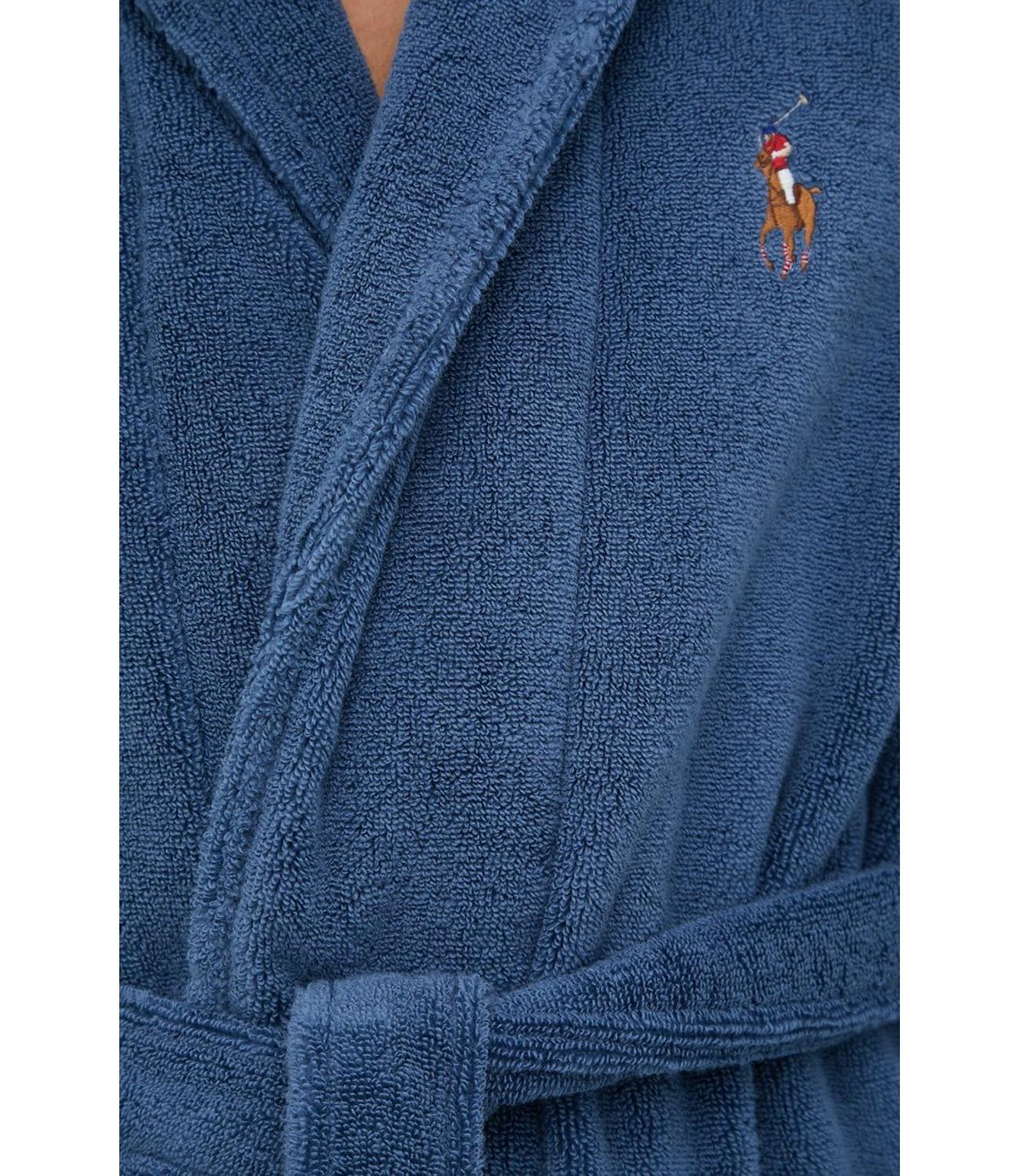 Accappatoio blu clancy Ralph Lauren unisex con logo colorato e cinta