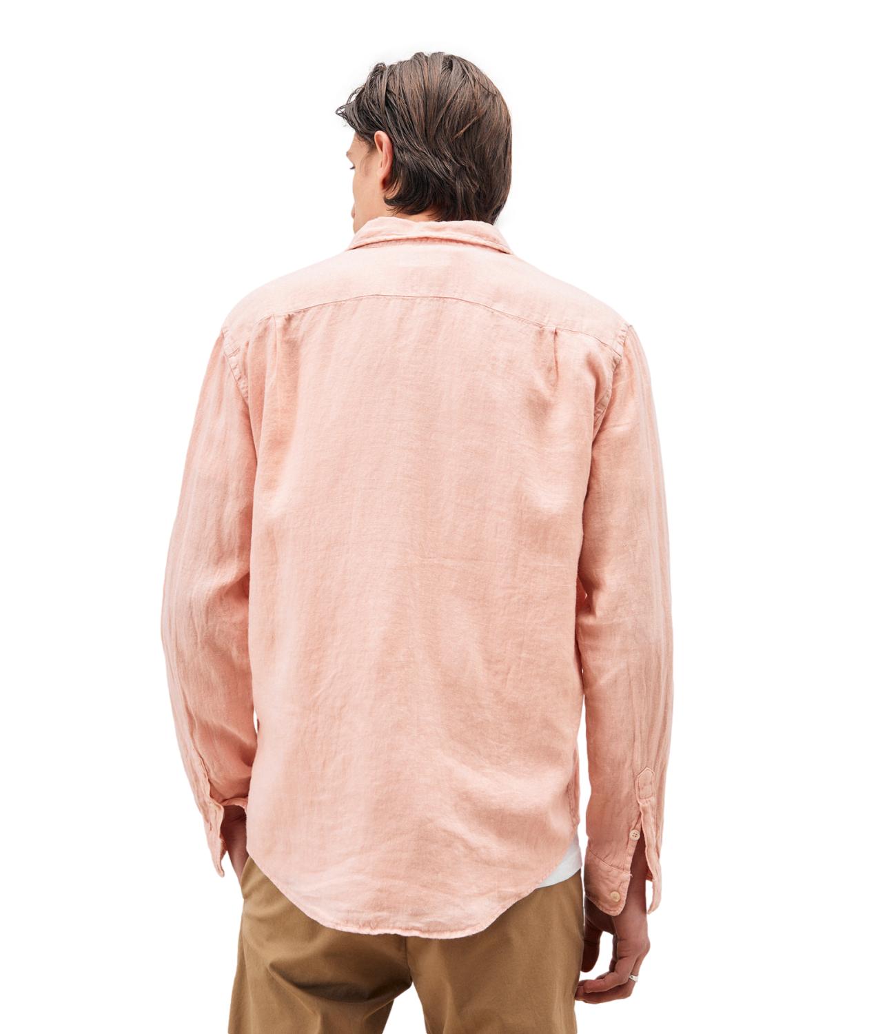 Camicia Riviera Roy Toger's in lino pierce tinta unita rosa uomo