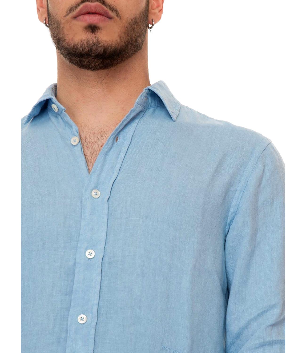 ROY ROGER'S sky blue linen shirt with collar