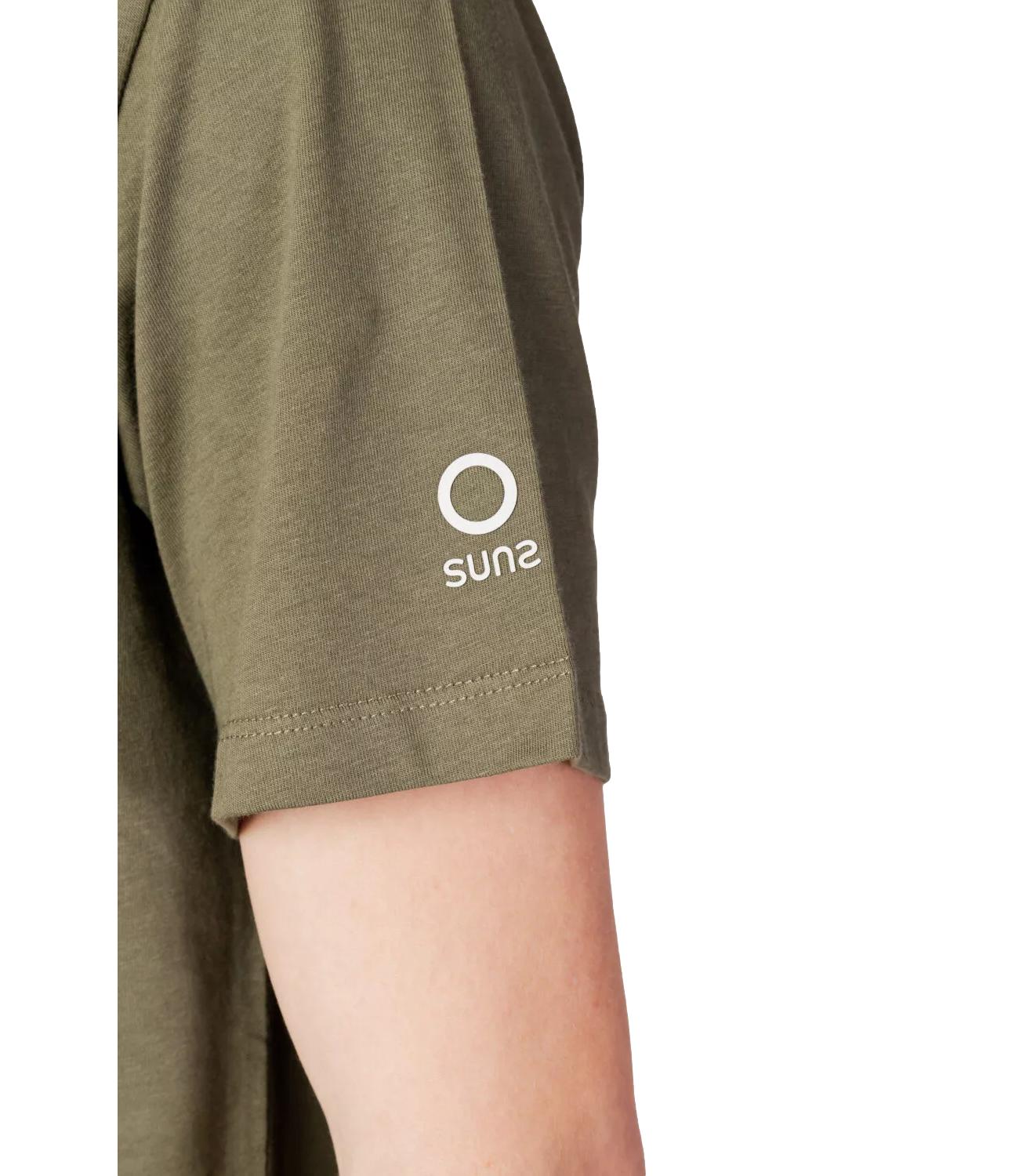 T-shirt PAOLO basic uomo verde oliva con logo sulla manica