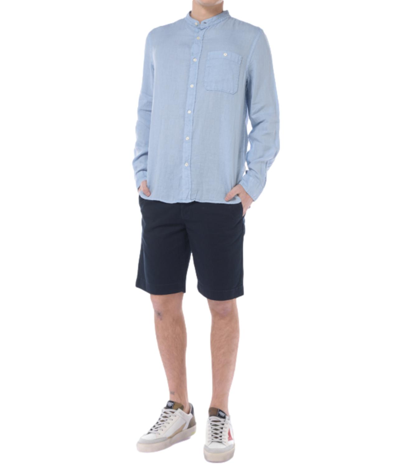 Woolrich men's Korean shirt in light blue linen