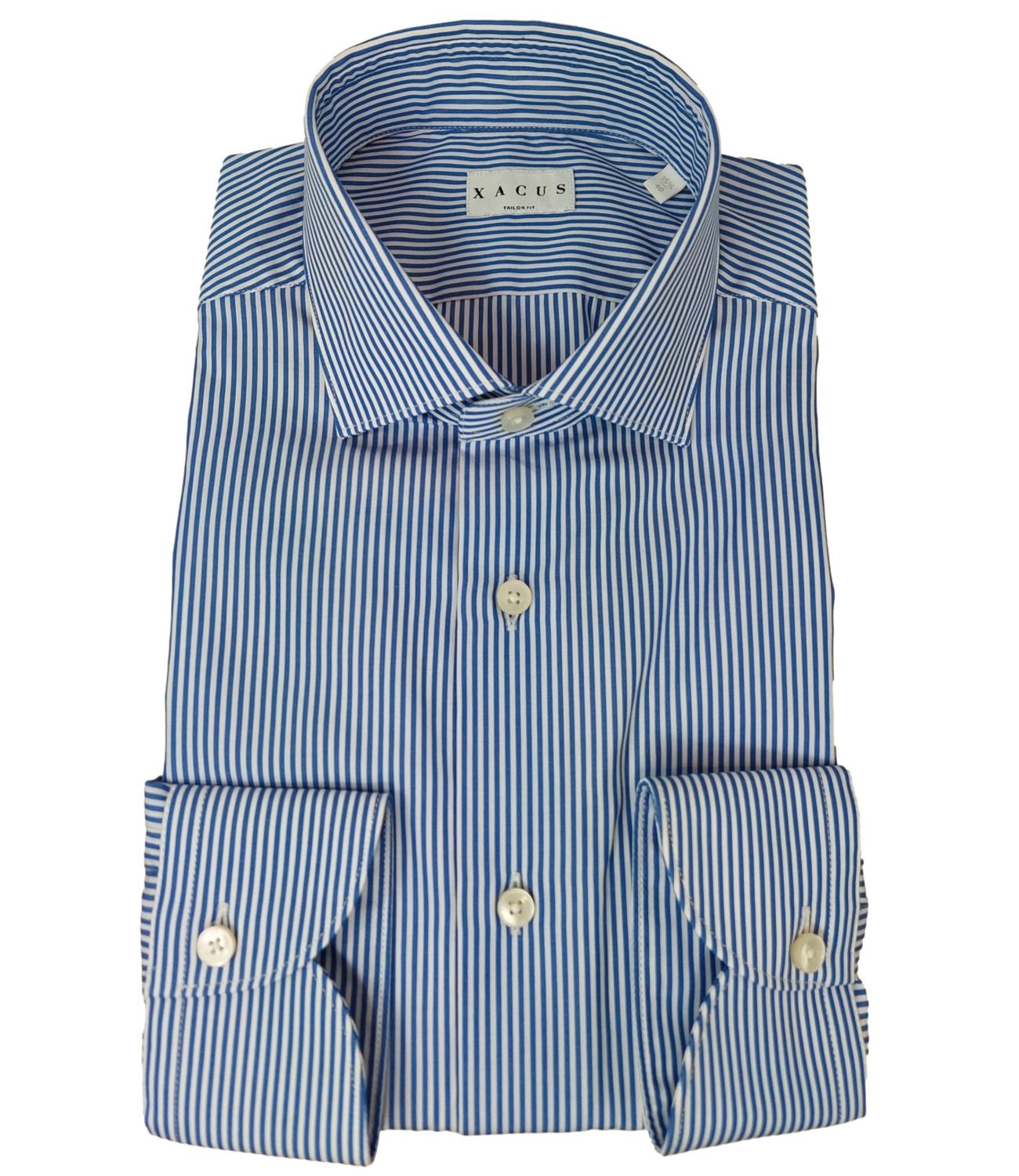 XACUS Taylor Fit shirt with white and blue stripes