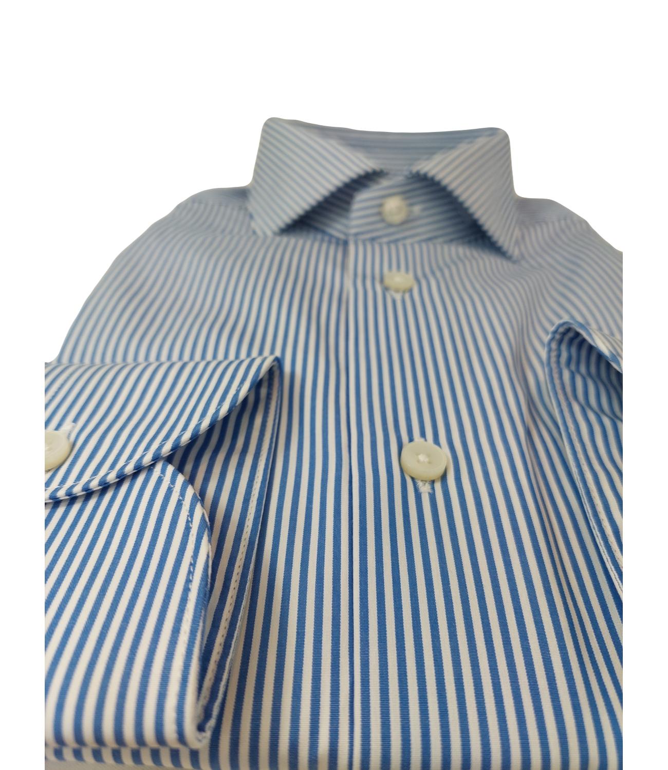 XACUS Taylor Fit shirt with white and blue stripes