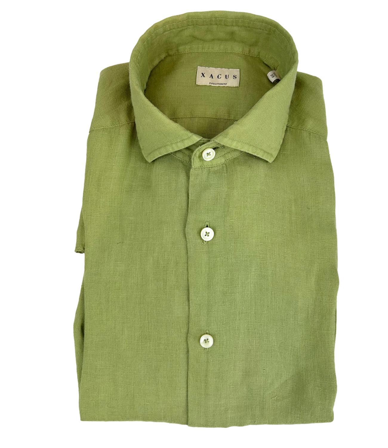 Men's apple green linen shirt