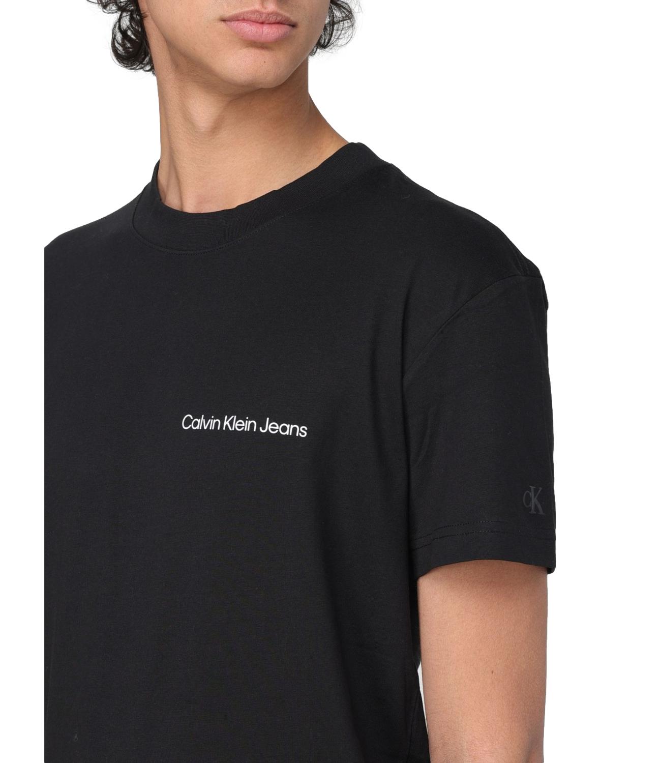 T-shirt Calvin Klein nera uomo con micro logo scritta